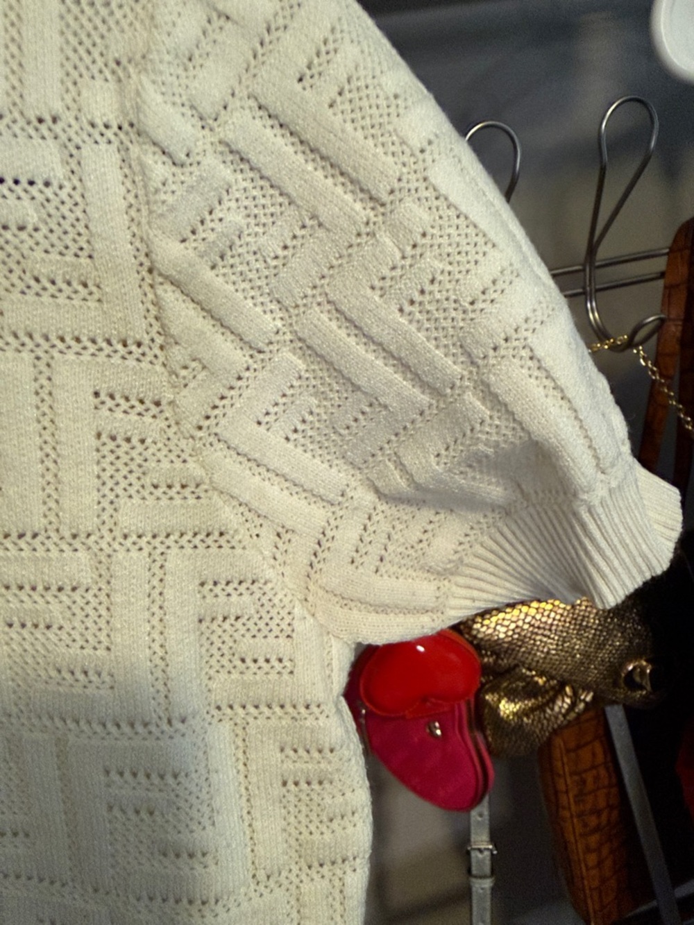Fendi Ivory Knit Short Sleeve Sweater - Picture 4 of 6